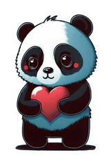 cute cartoon panda holding a heart, generative ai - 566984895