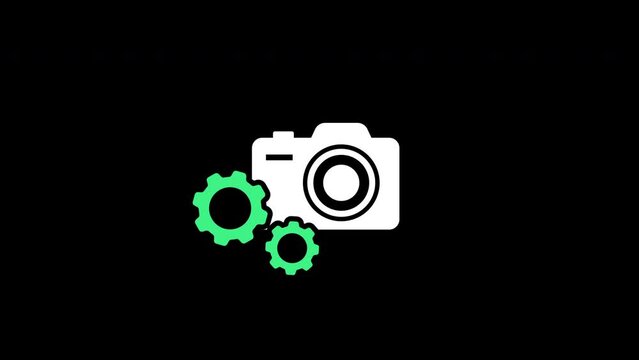 camera icon with gears sign.motion animation