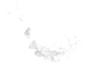 Photo image of falling down snow, heavy big small size snows. Freeze shot on white background isolated overlay. Fluffy White snowflakes splash cloud in mid air. Real Snow high speed shutter