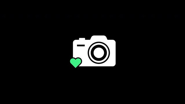 camera icon with heart sign.motion animation