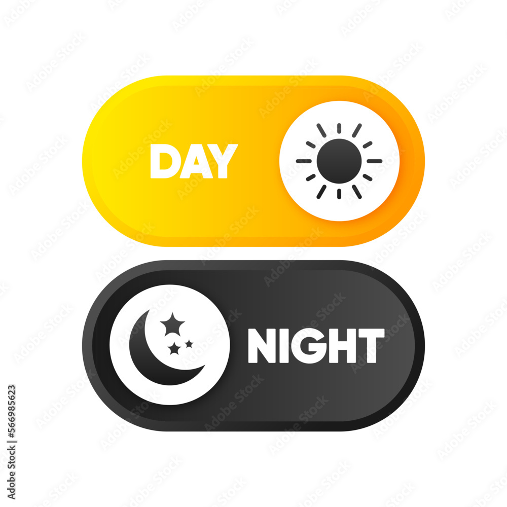 Poster day or night mode switch button. concept of interface ui. on off or light and dark mode. vector illu