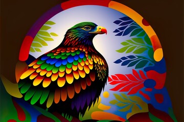 Obraz premium Indian style Eagle, Generative AI