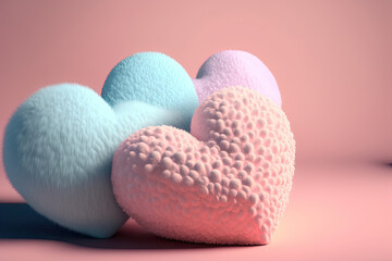 Saint Valentine day holiday, fluffy heart shapes