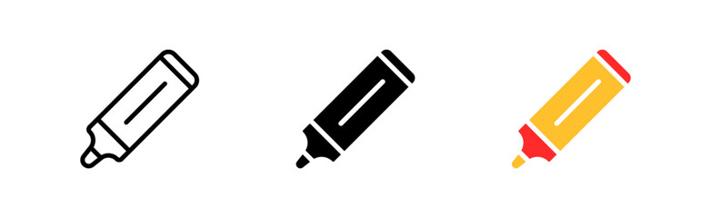 Marker line icon. Color, highlight, drawing, abstract, picture, marker, school, office, college, student, student, manager,. Vector icon in line, black and colorful style on white background