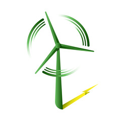 Wind turbine with green energy. Energy plant. Renewal energy. Eco friendly environment. Earth is providing energy