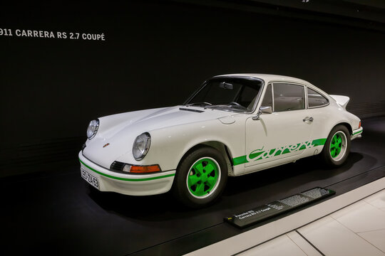 STUTTGART, GERMANY - JULY 15, 2012: Interior and exhibits of "Porsche Museum" (Porsche 911 Carrera RS 2.7)