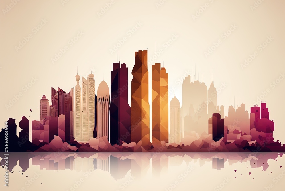 Aufkleber doha's sights and skyline are visible via its layered, gradient transparency. generative ai