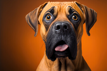Studio portrait of a boerboel dog with a surprised face, concept of Fur Texture and Pet Portraiture, created with Generative AI technology - obrazy, fototapety, plakaty