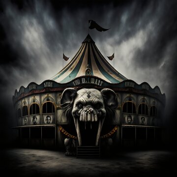 Spooky old circus horror halloweencreated with AI