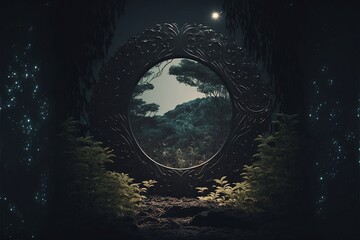 Fototapeta premium Lost in the Vantablack Astral Jungle: A Realistic Multidimensional Anatomical Adventure