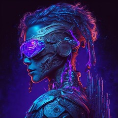 Portrait of a female cyborg robot, cyborg, Generative AI
