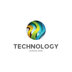 3d circle Technology logo template