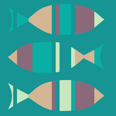 Stylized abstract decorated cute ocean fish seamless pattern