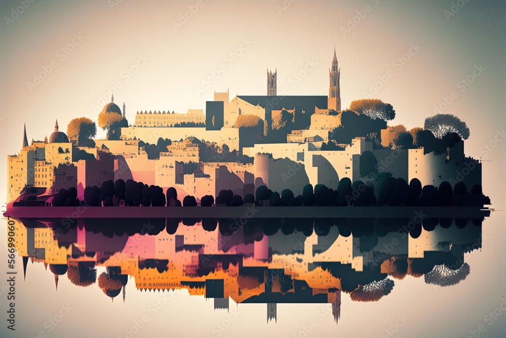 Aufkleber avignon skyline landmarks transparent layers gradient generative ai
