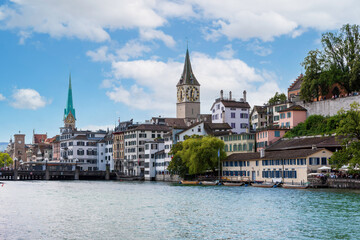 Zurich city center with river Limmat, Switzerland