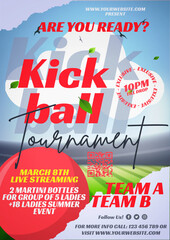 kick ball tournament sport poster in vector template