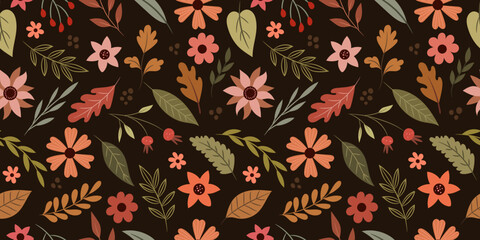 Floral pattern with leaves