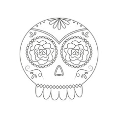 Traditional sugar Mexican skull. Day of the dead skull. Illustration on transparent background