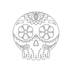 Traditional sugar Mexican skull. Day of the dead skull. Illustration on transparent background