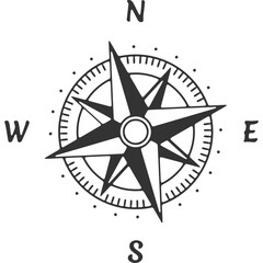 Wind Rose Compass Vintage Illustration Vector