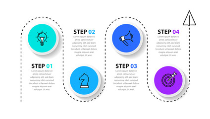Infographic template. Paper plane with a line and 4 circles