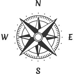 Wind Rose Compass Vintage Illustration Vector