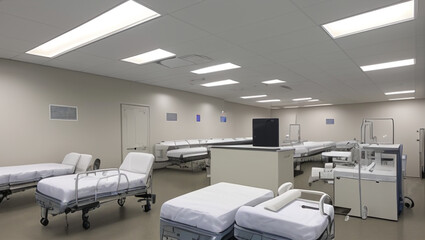 Fototapeta na wymiar Hospital Tables, Instruments, Beds, Interiors, Devices