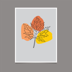 Maple leaf line art vector illustration.Leaf line art vector illustration. Autumn leaves hand drawn with illustration. 