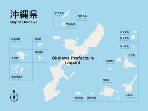 沖縄県の地図イラスト