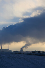 Fototapeta premium Smoke from a chimney at a thermal power plant