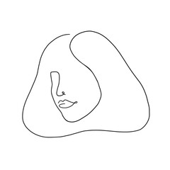 Aesthetic one line female portrait. One line art drawing, woman face vector illustration.  - 566996673