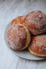 Italian donuts with jam, bombolone