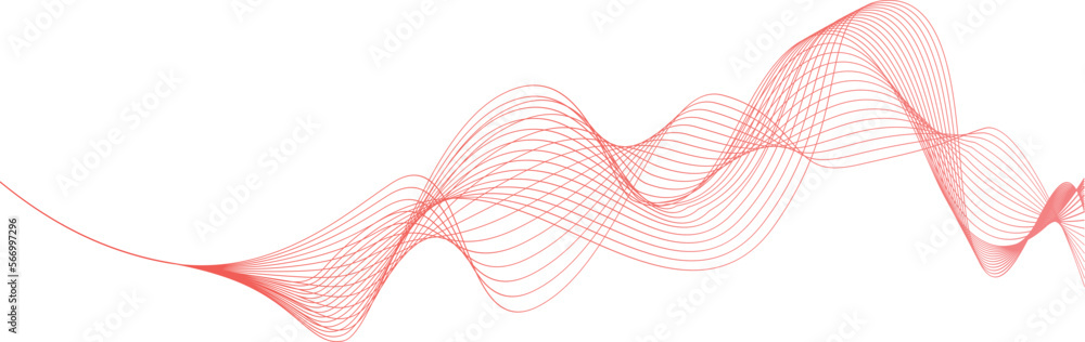 Wall mural abstract vector illustration of red colored wave lines - vector background