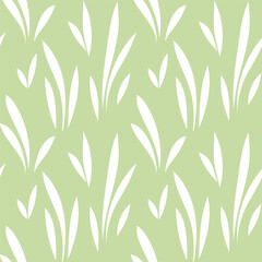 Floral leaf seamless pattern. Spring grass leaves vector background, flower herb textile print, bamboo grass brunches