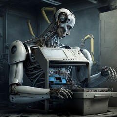 Robot, cyborg, android worker.