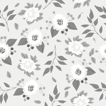 Floral seamless pattern with white flowers
