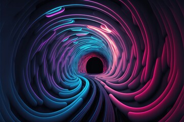 Abstract Neon Lines Tunnel , ai generated