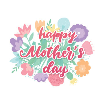 Mother's day lettering quote decorated with flowers for greeting cards, posters, prints, stickers, invitation, sublimation, banners, etc. EPS 10