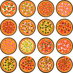 Fototapeta na wymiar Various sweet tasty pizza