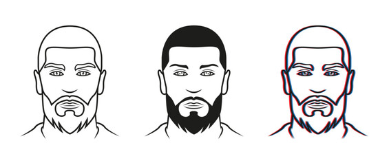 minimal icon of man, man hair, hairstyle - front - Barbershop logo, modern vector graphic