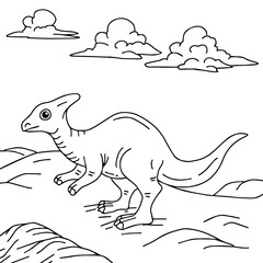 design dinosaur character coloring page for kid
