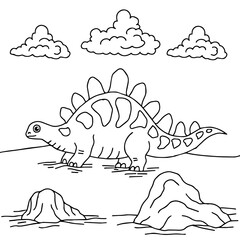 design dinosaur character coloring page for kid