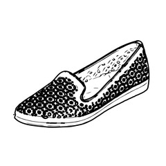 Black and white sketch of a woman's shoe design with transparent background