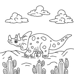 design dinosaur character coloring page for kid