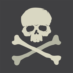 Vector skull with crossbones Icon on black background