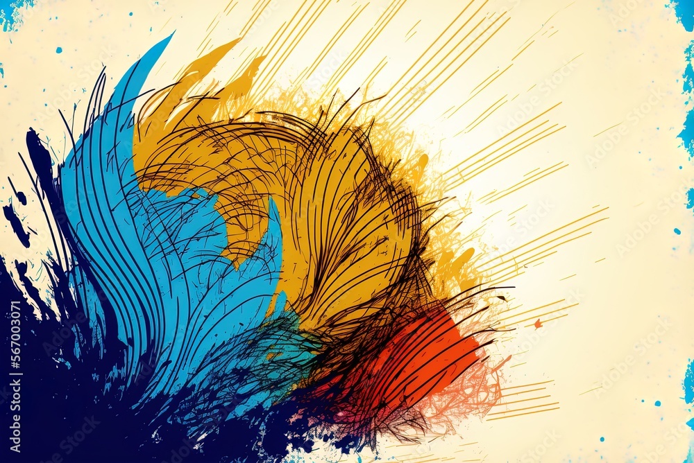 Aufkleber pattern of abstract hand-drawn scribbling strokes and textures generative ai