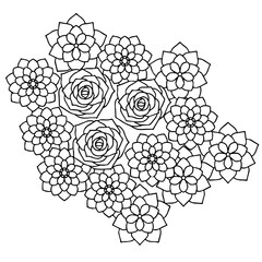 design flower outline element coloring page