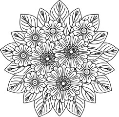 Fototapeta premium design flower outline element coloring page