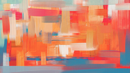 Modern orange background artwork, rough paint strokes, oil painting on canvas