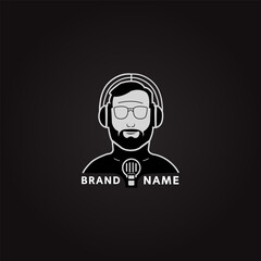 Podcast Man Logo Design template 